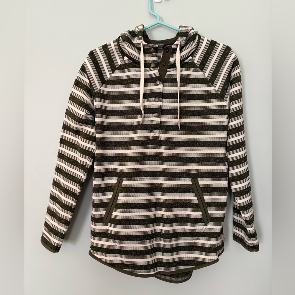 Eddie Bauer Women's Striped Fleece Pullover Hoodie Sweatshirt